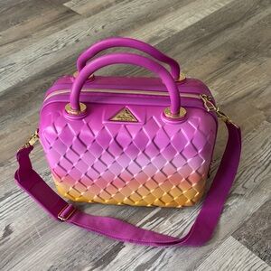 Gradient Pink and gold makeup travel bag